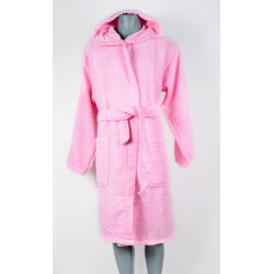 Луксозна серия Халат цвят розов с качулка